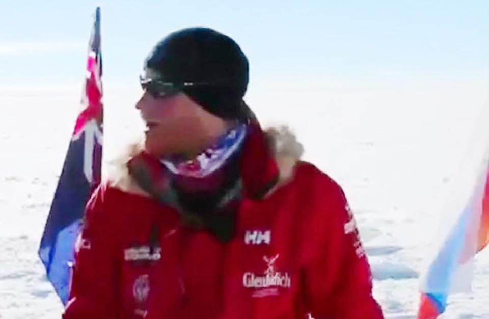 Britain's Prince Harry is pictured in this handout photo arriving at the South Pole