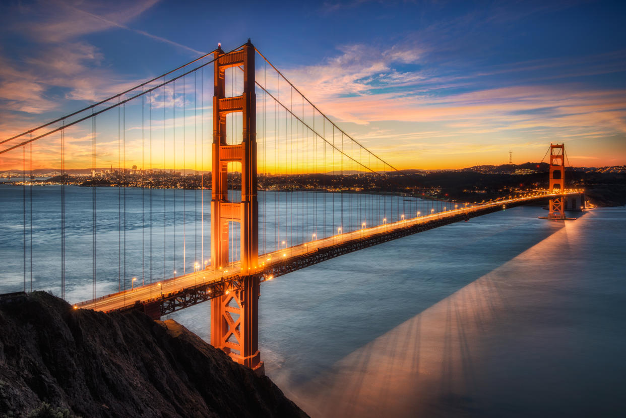 San Francisco golden gate bridge famous landmark of California taken from Battery Spencer.