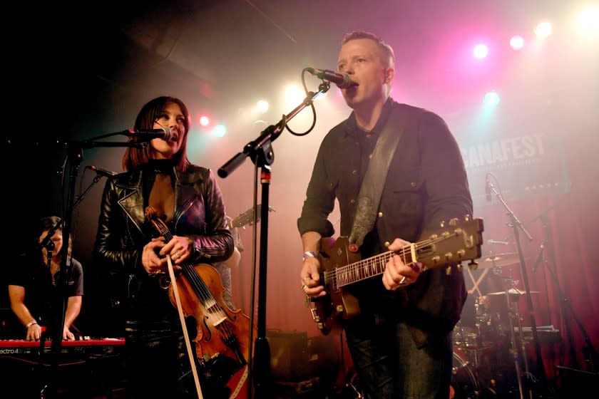 NASHVILLE, TN - SEPTEMBER 12: Amanda Shires and Jason Isbell perform onstage during the 19th Annual Americana Music Festival & Conference at Mercy Lounge on September 12, 2018 in Nashville, Tennessee. (Photo by Erika Goldring/Getty Images for Americana Music Association)