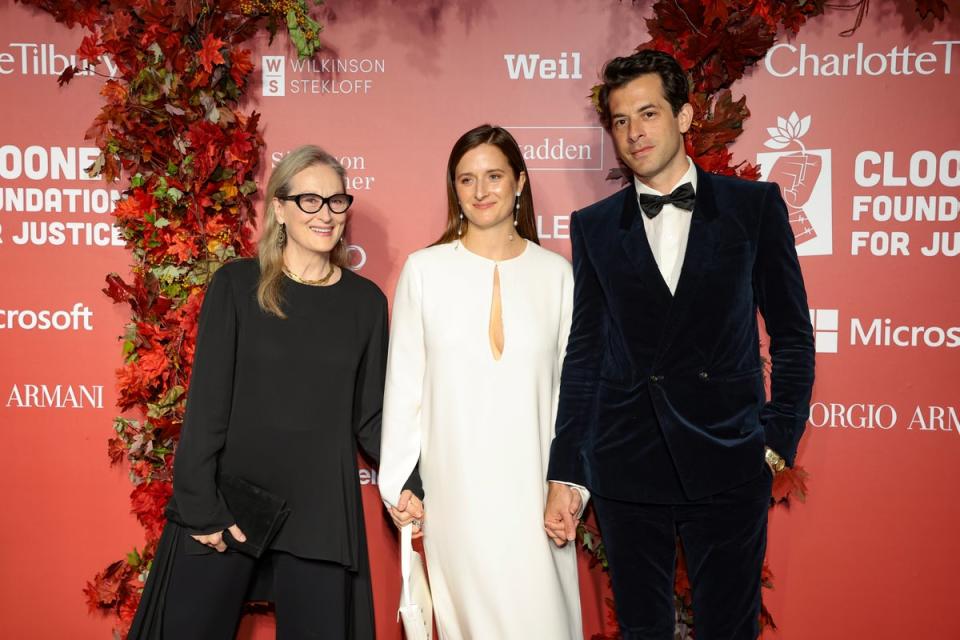 Meryl Streep, Grace Gummer, and Mark Ronson attend Clooney Foundation For Justice Inaugural Albie Awards at New York Public Library in September 2022 in New York City (Getty Images for Albie Awards)