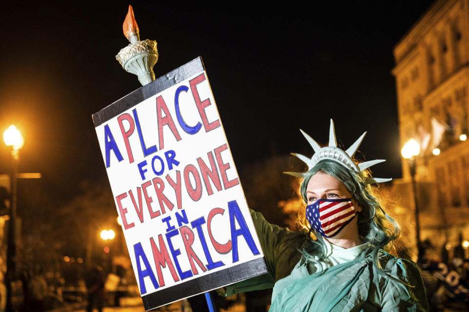 WASHINGTON D.C., JANUARY 20- A general view of people's celebrations and reactions at Black Lives Matter Plaza during the 2021 United States Presidential Inauguration on 20 Jan 2021 in Washington D.C. Photo: Chris Tuite/ImageSPACE /MediaPunch /IPX