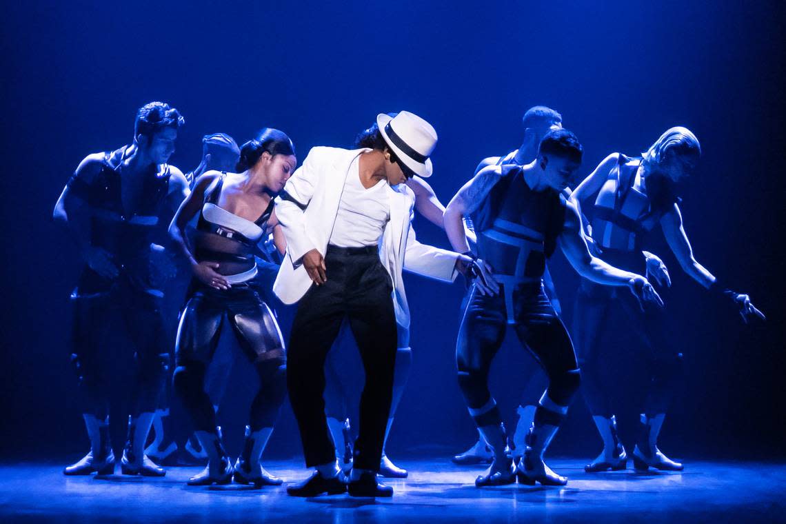 Roman Banks portrays Michael Jackson in the national tour of “MJ: The Musical,” which will run May 7-12 at the Music Hall.