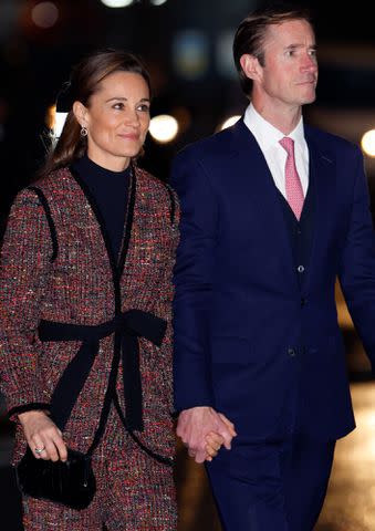 <p>Max Mumby/Indigo/Getty</p> Pippa Matthews and James Matthews attend The 'Together At Christmas' Carol Service at Westminster Abbey on December 8, 2023 in London, England.