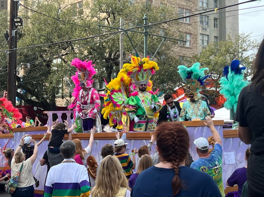 Krewe of Iris rolls on Saturday, Feb. 10, 2024. (WGNO/Ashley Hamilton)