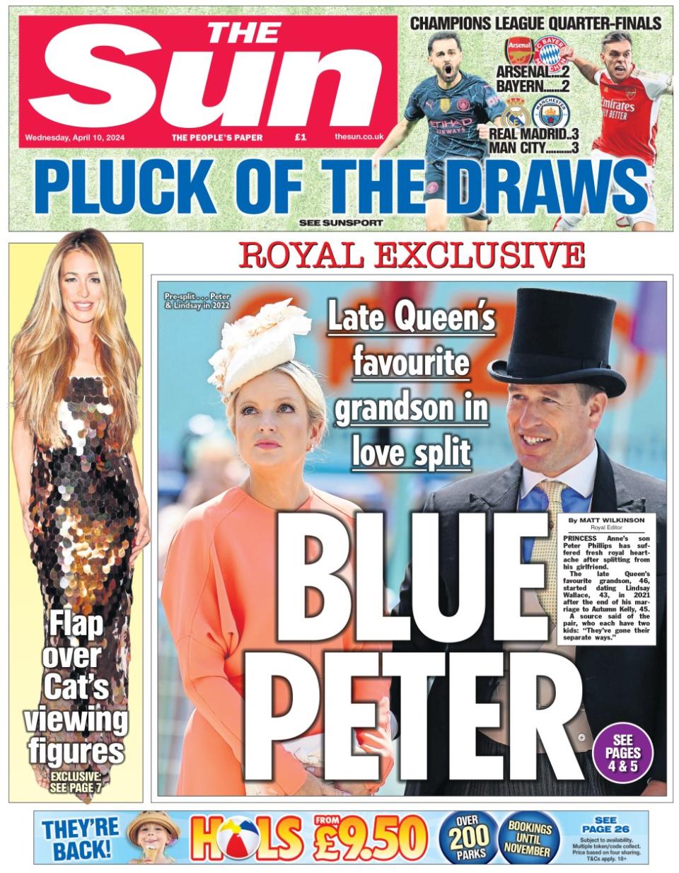 The headline in the Sun reads: Blue Peter