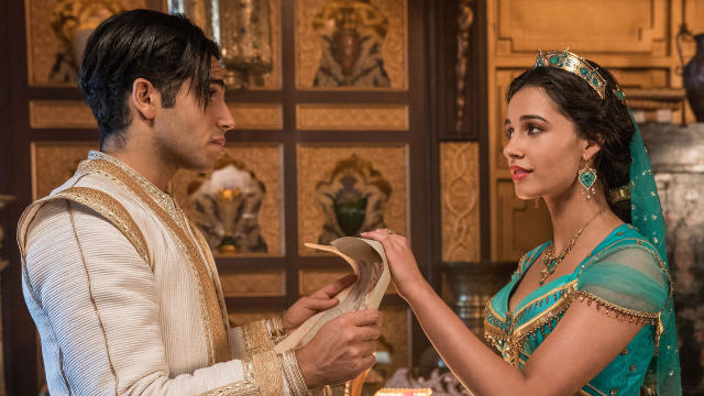 Mena Massoud is Aladdin and Naomi Scott is Jasmine in Disney's live-action ALADDIN, directed by Guy Ritchie. (Daniel Smith/© 2019 Disney Enterprises, Inc. All Rights Reserved)