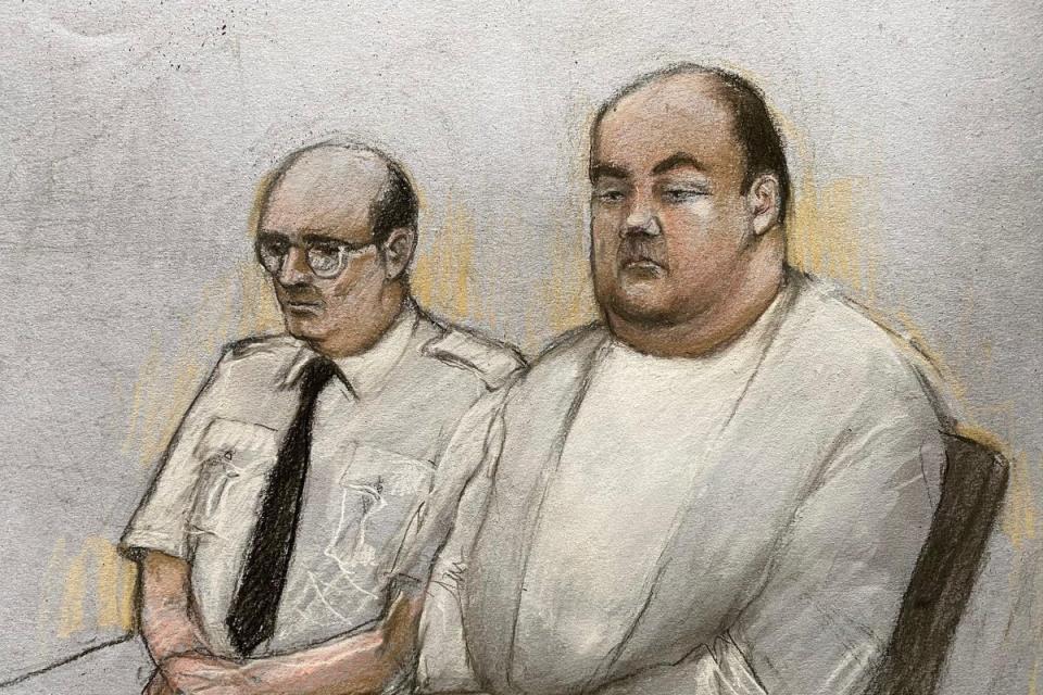 Court artist drawing of Gavin Plumb (Elizabeth Cook/PA) (PA Wire)