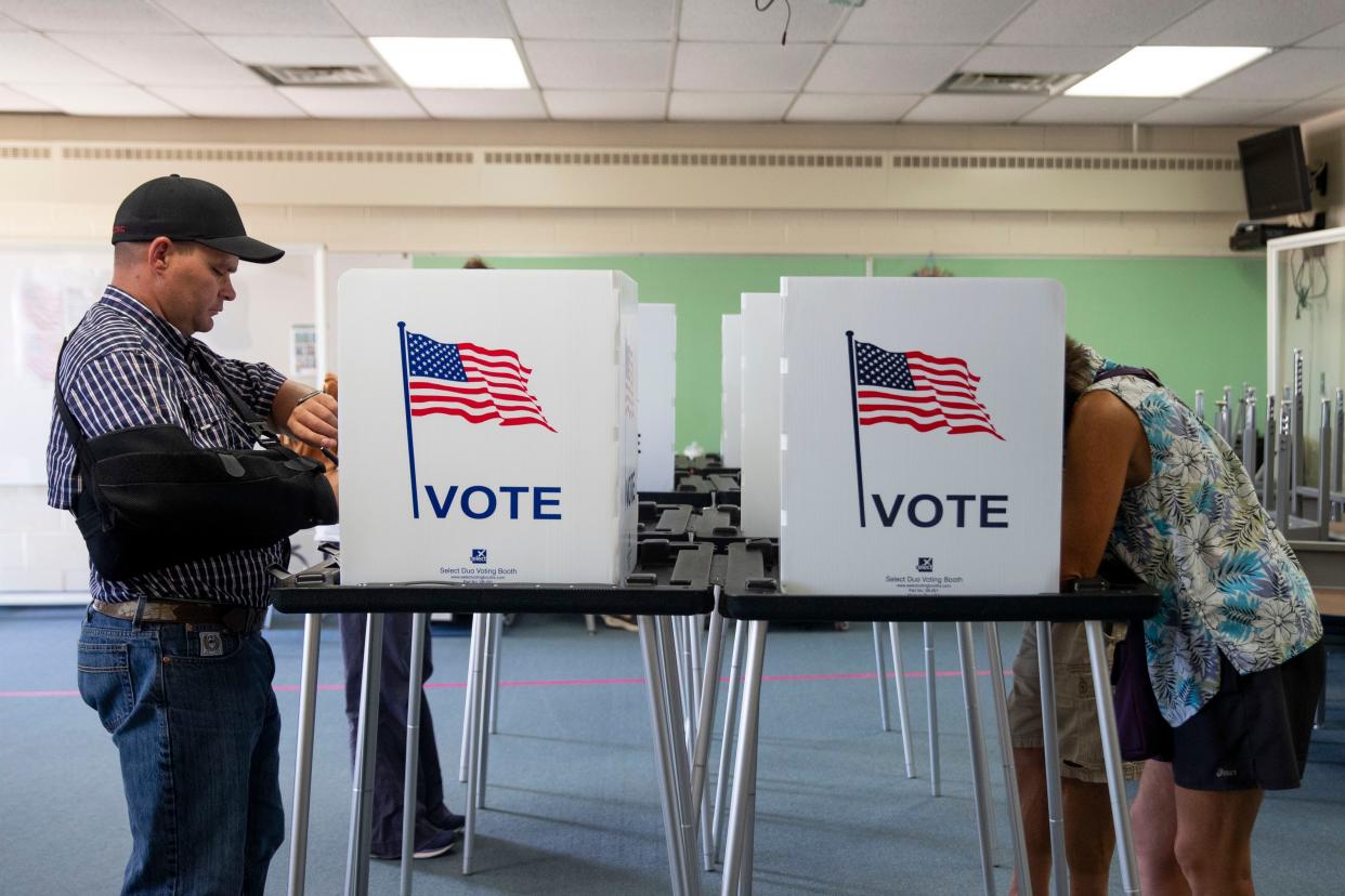 Doña Ana County residents vote in the New Mexico Primary Election at East Picacho Elementary School on Tuesday, June 7, 2022.