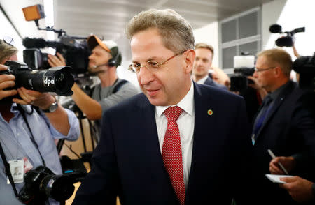FILE PHOTO: Hans-Georg Maassen, President of the Federal Office for the Protection of the Constitution arrives for a meeting of the parliamentary committee, that oversees German intelligence agencies in Berlin, Germany, September 12, 2018. REUTERS/Fabrizio Bensch