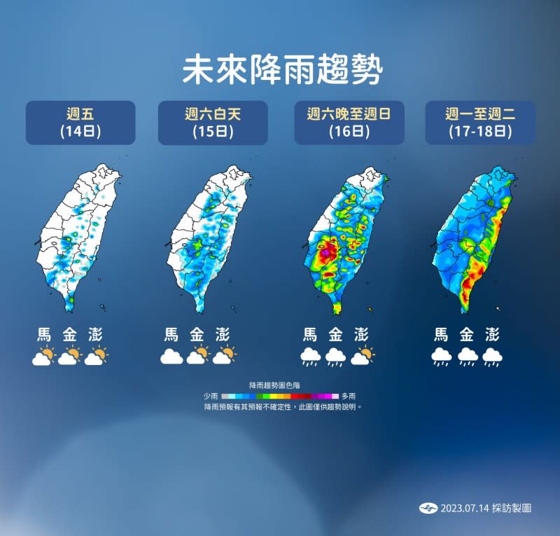 <cite>未來一周台灣天氣預報。（圖／氣象局提供）</cite>