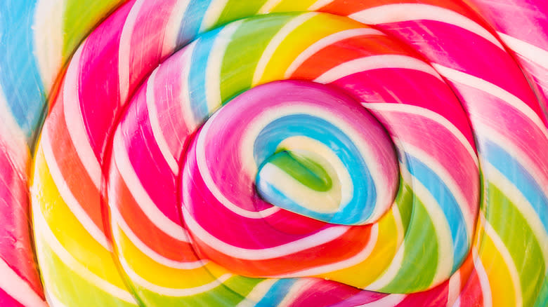 colorful rainbow swirl lollypop