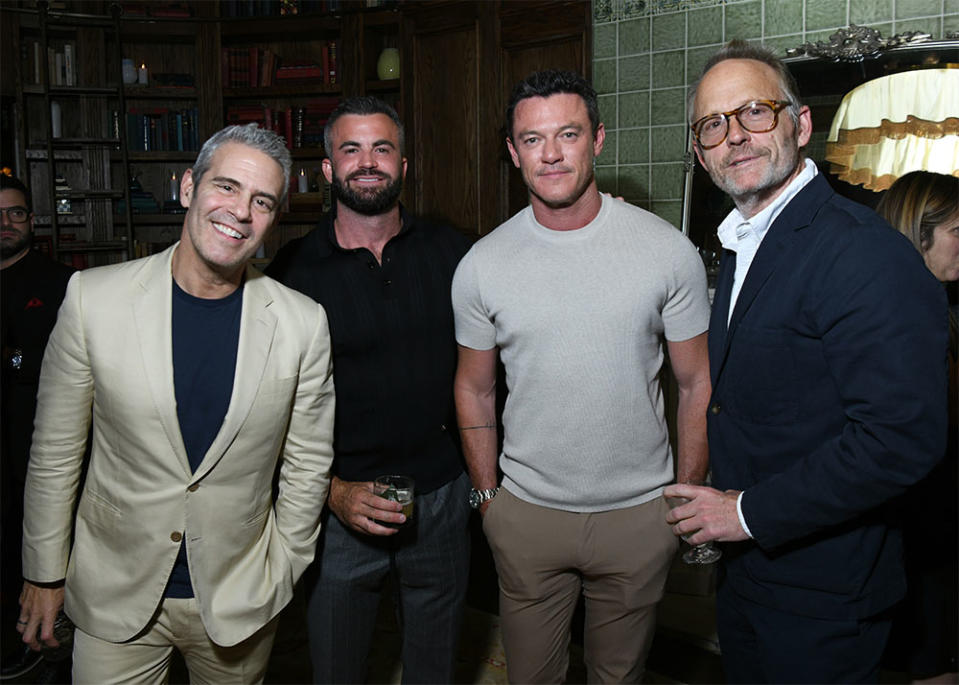 Andy Cohen, Fran Tomas, Luke Evans and John Benjamin Hickey attend the CAA New York Party at Maxwell Social Tribeca on June 09, 2023 in New York City.