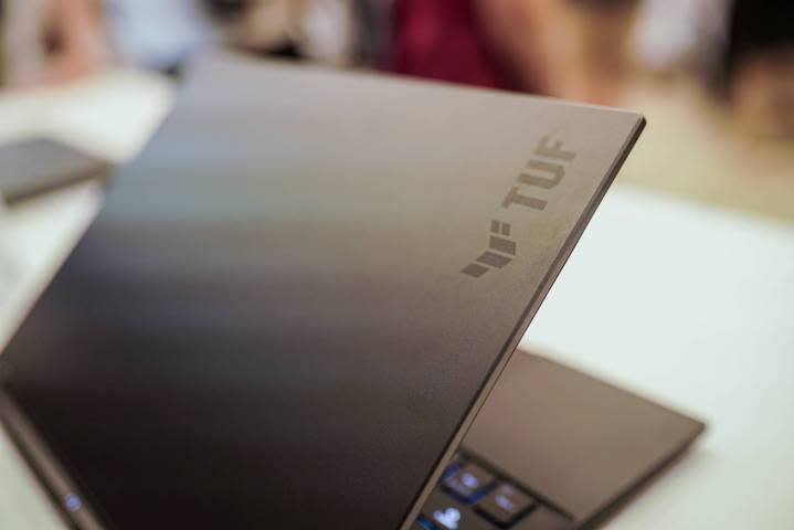 The lid showing the logo of the Asus TUF Gaming A14.