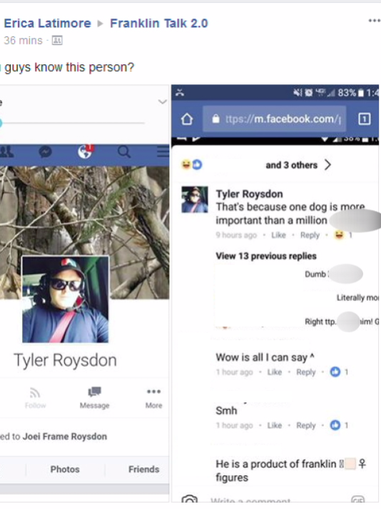 Tyler Roysdon's Facebook post, which has since been deleted, contained multiple racial slurs. (Photo: Facebook)