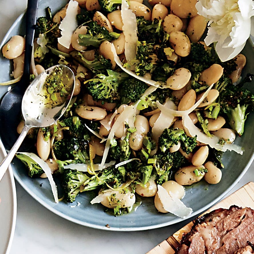 White Beans and Charred Broccoli with Parmesan