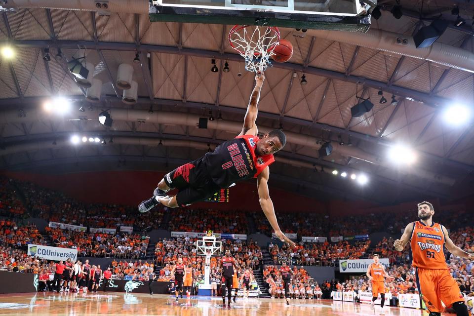 Bryce Cotton of the Wildcats shoots during the NBL Semi Final Game 1 match between Cairns Taipans and Perth Wildcats at Cairns Convention Centre on February 17, 2017 in Cairns, Australia. (Photo by Chris Hyde/Getty Images)