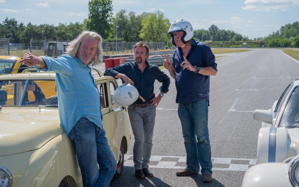 James May, Richard Hammond and Jeremy Clarkson pictured while filming The Grand Tour