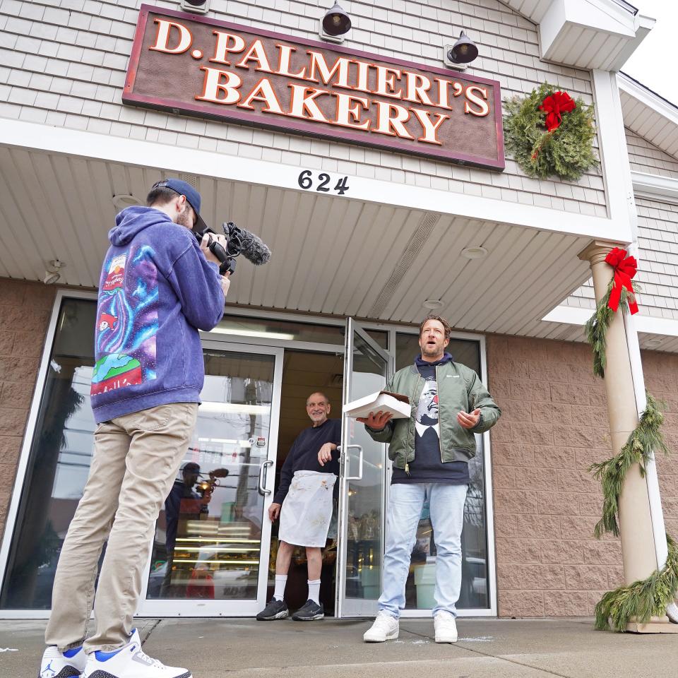 Dave Portnoy's final stop on his RI pizza journey Thursday took him to D. Palmieri's in Johnston and while Portnoy - who prefers a "New Haven slice" - didn't enjoy the traditional RI pizza strip, owner Stephen Palmieri was quick to make him a cheese pie Portnoy enjoyed.