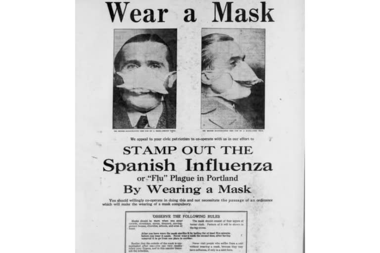 En 1918, las mascarillas eran más rudimentarias que las actuales