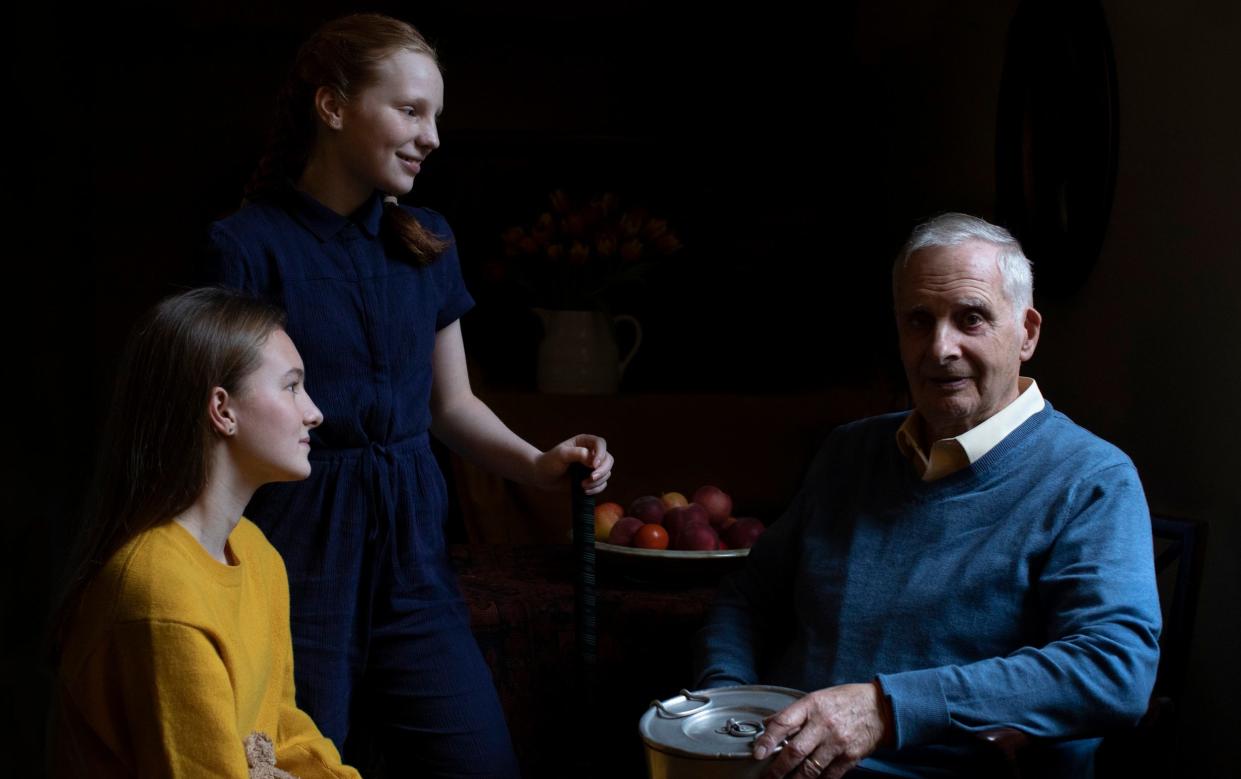 Steven Frank, aged 84, with his granddaughters Trixie and Maggie - The Duchess of Cambridge