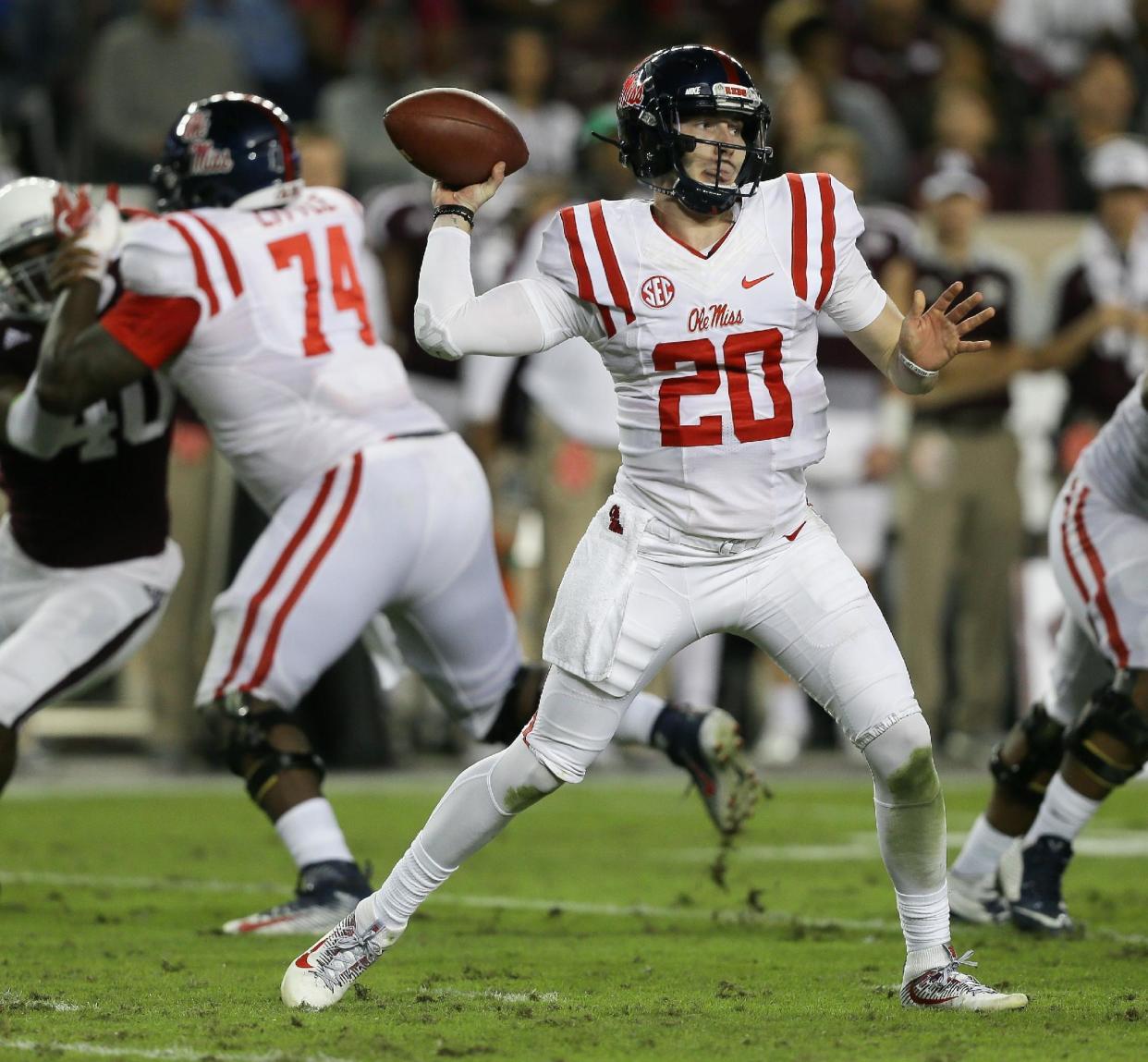 Shea Patterson is transferring to Michigan. (Photo by Bob Levey/Getty Images)