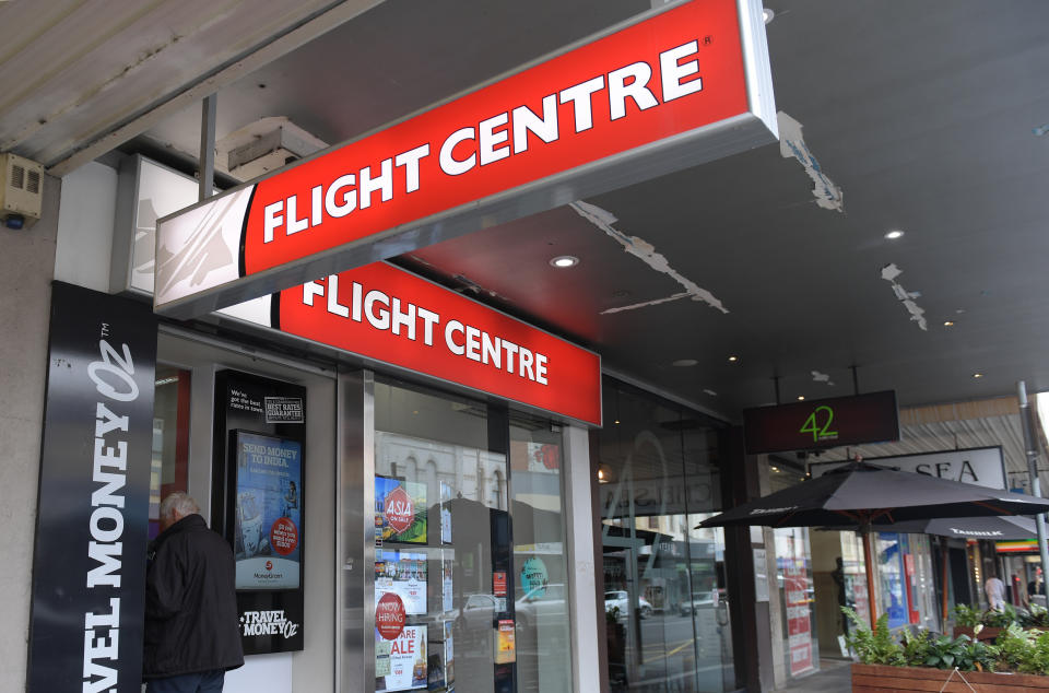 Flight Centre in Melbourne, Thursday, August 17, 2017. (AAP Image/Tracey Nearmy)