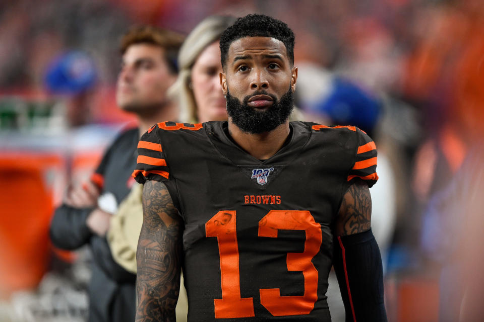 Odell Beckham Jr. is convinced that the NFL is unfairly targeting him for PED testing. (Dustin Bradford/Getty Images)