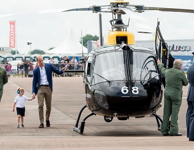 Prince George with his dad Prince William. Source: Getty