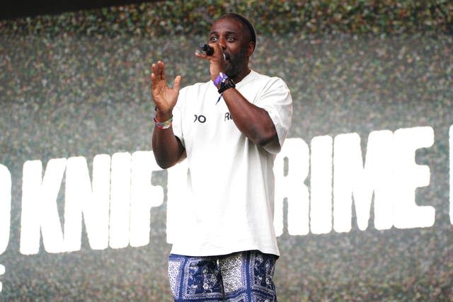 Idris Elba on stage at Glastonbury Festival 2024