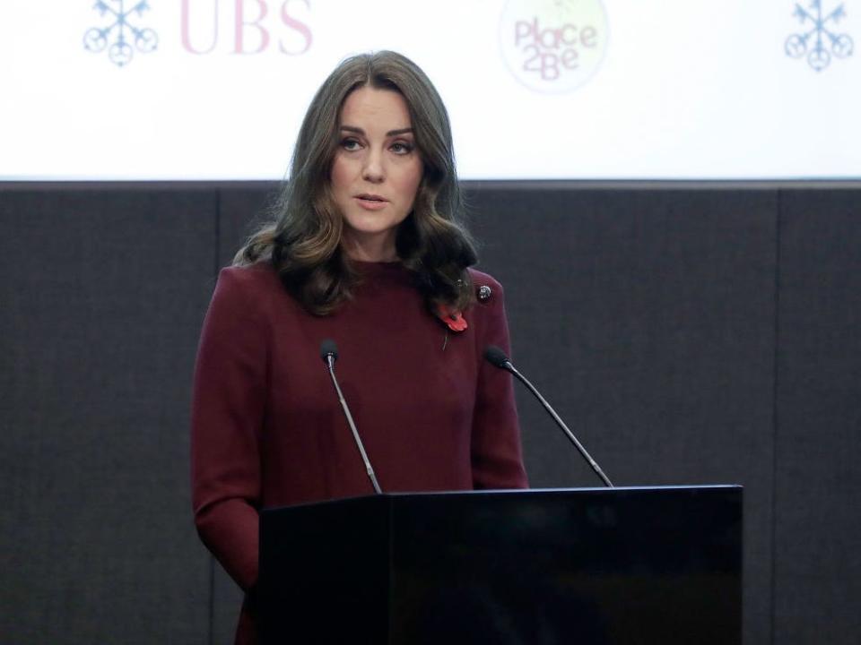 Kate Middleton speaking at a charity event.