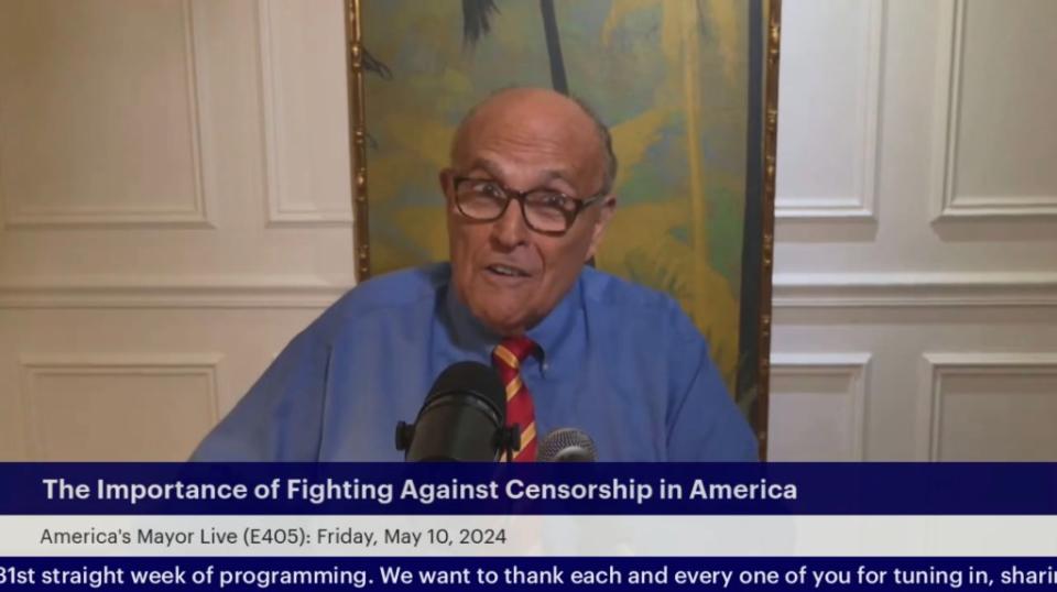 The radio boss said Rudy Giuliani had “three strikes” after hearing Giuliani’s criticism of his suspension over the weekend on other media platforms. X/@RudyGiuliani