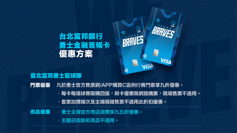 台北富邦銀行冠名相挺 首度推出「台北富邦銀行勇士金融簽帳卡」之一。官方提供