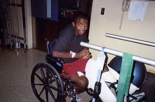 The author in physical therapy at Evans Army Community Hospital in Ft. Carson, Colorado, in 2007. (Photo: Courtesy of David Kendrick)