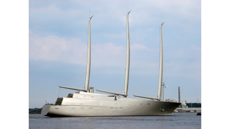Sailing Yacht A, which was impounded by Italian authorities in April, belongs to Russian oligarch Andrey Melnichenko; His Motor Yacht A remains in Dubai (opening Image). - Credit: Courtesy AP