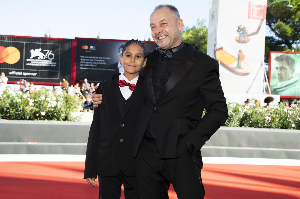 Director Vaclav Marhoul, right, and actor Petr Kotlar pose for photographers upon arrival at the premiere of the film 'The Painted Bird' at the 76th edition of the Venice Film Festival, Venice, Italy, Tuesday, Sept. 3, 2019. (Photo by Arthur Mola/Invision/AP)