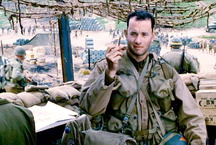 <p> Tom Hanks in Saving Private Ryan 1998. </p>