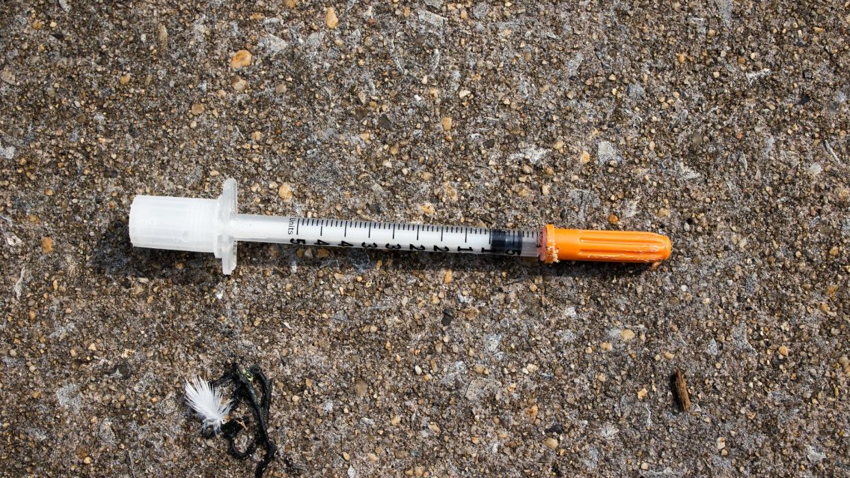  A used needle found on the streets of New York, September 2022. 