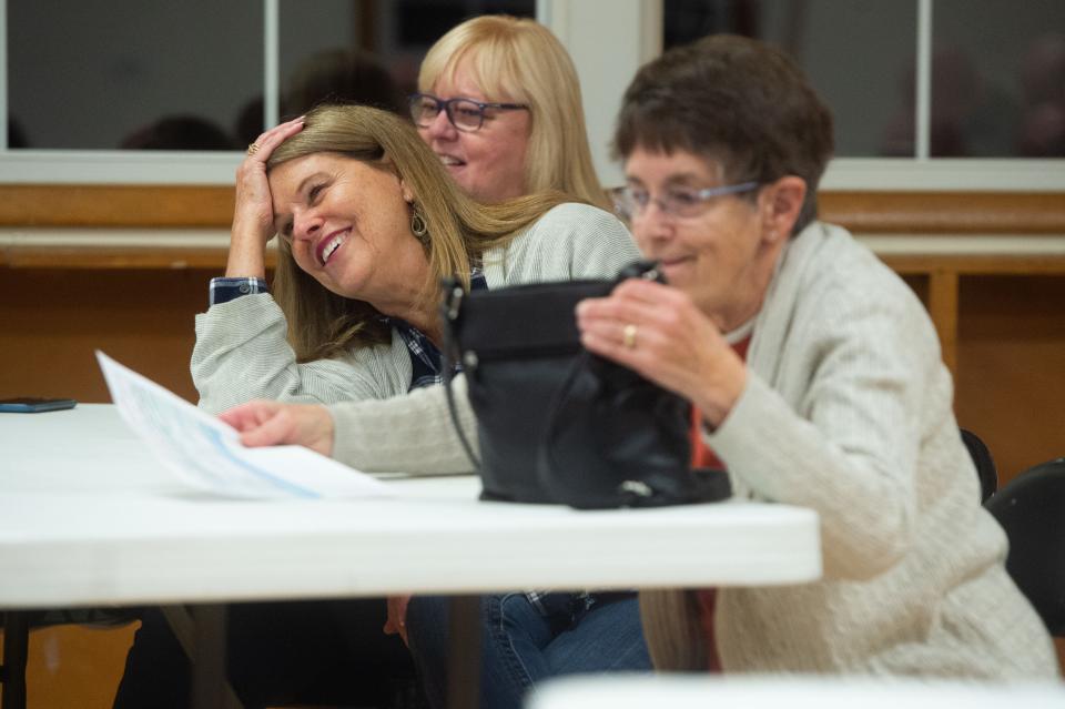 Knox County Commissioner Terry Hill laughs during the Karns Community Club meeting on Tuesday, Feb. 7, 2023. 
