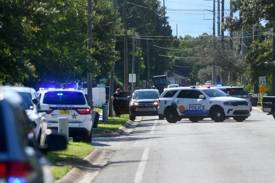 Jet Drive was blocked off from Holmes Boulevard to Robinwood Drive on Thursday afternoon while police investigated a fatal shooting in the parking lot of the Fort Walton Beach Recreation Center.