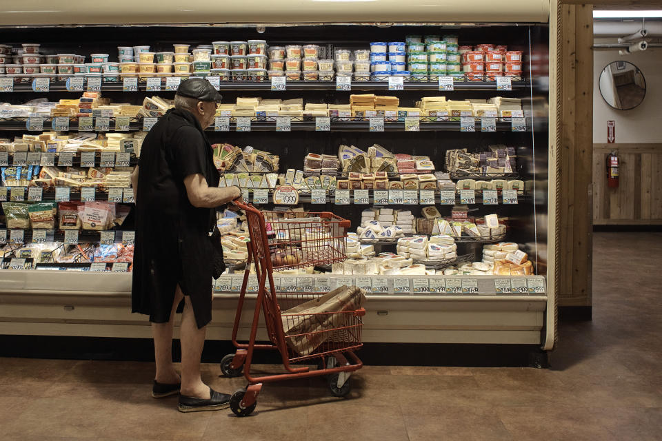 FILE - A man shops at a supermarket on Wednesday, July 27, 2022, in New York. On Thursday, Oct. 13, 2022, the U.S. government is set to announce what's virtually certain to be the largest increase in Social Security benefits in 40 years. The boost is meant to allow beneficiaries to keep up with inflation, and plenty of controversy surrounds the move. (AP Photo/Andres Kudacki, File)