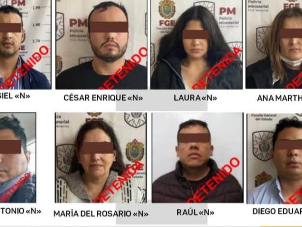 <p>Pictures of eight people arrested in Veracruz on kidnapping charges</p> (State Attorney for Veracruz)