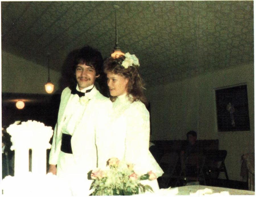 <em>Leo and Michelle Schofield on their wedding day</em>