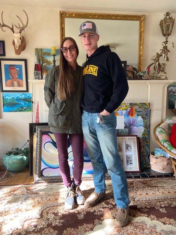 Pvt. 2nd Class Caleb "Smitty" Smither is seen with his mother, Heather Baker, during one of his visits back home to Texas, before he was assigned to Fort Bragg.