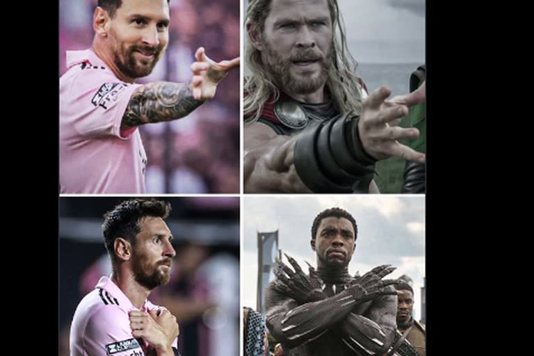 Messi en modo superhéroe: Primero festejo al estilo Thor y después a lo Black Panter (Foto: Twitter @Kijana_wa_shiku)