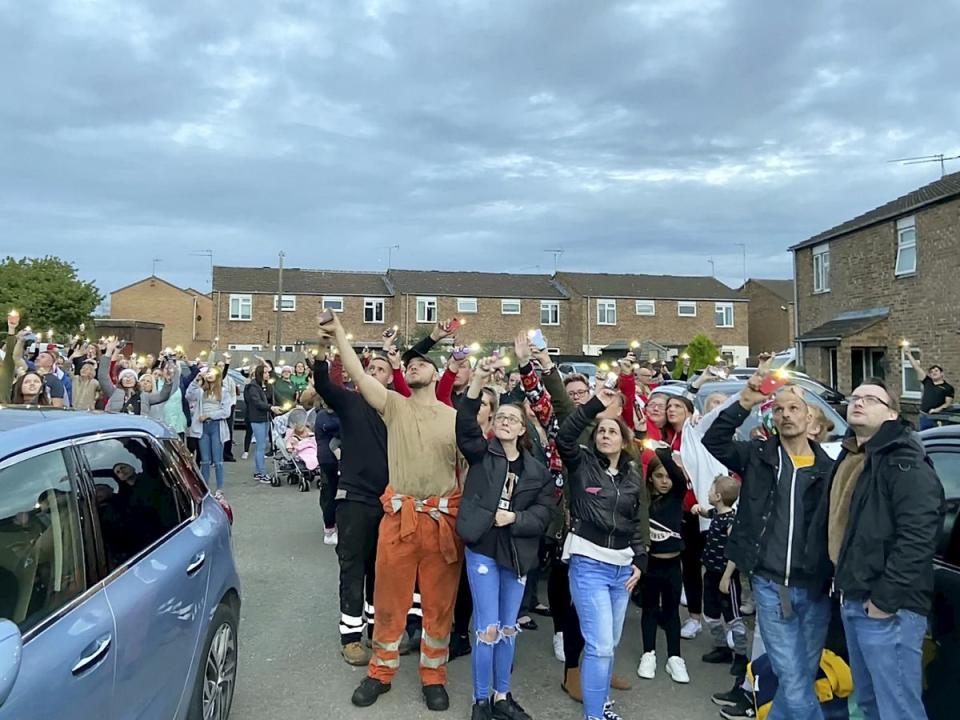 Hundreds of people gathered to wish Matthew Sandbrook a happy early Christmas last autumn (SWNS)