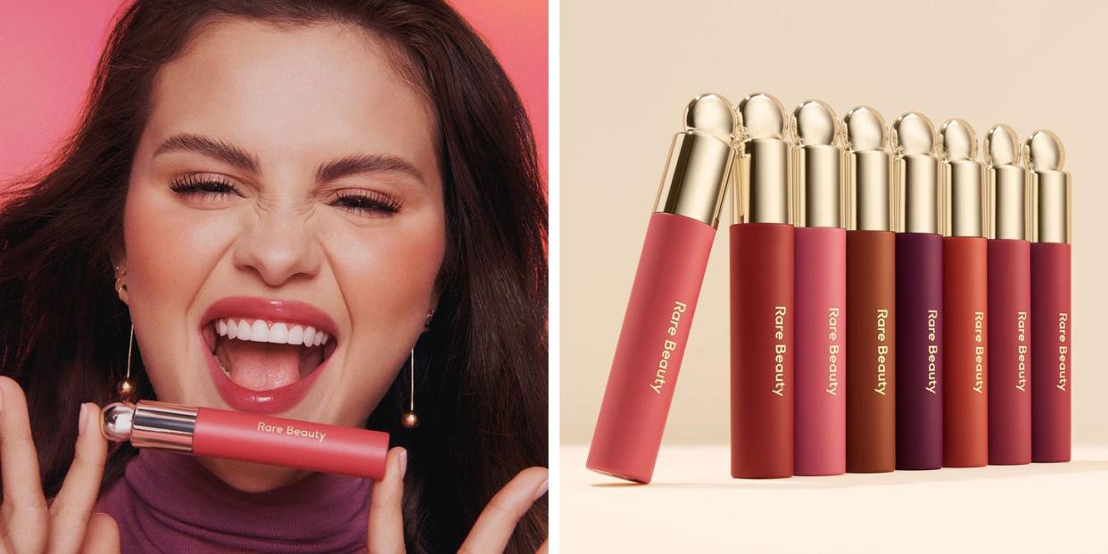 selena gomez with rare beauty's new tinted lip oil