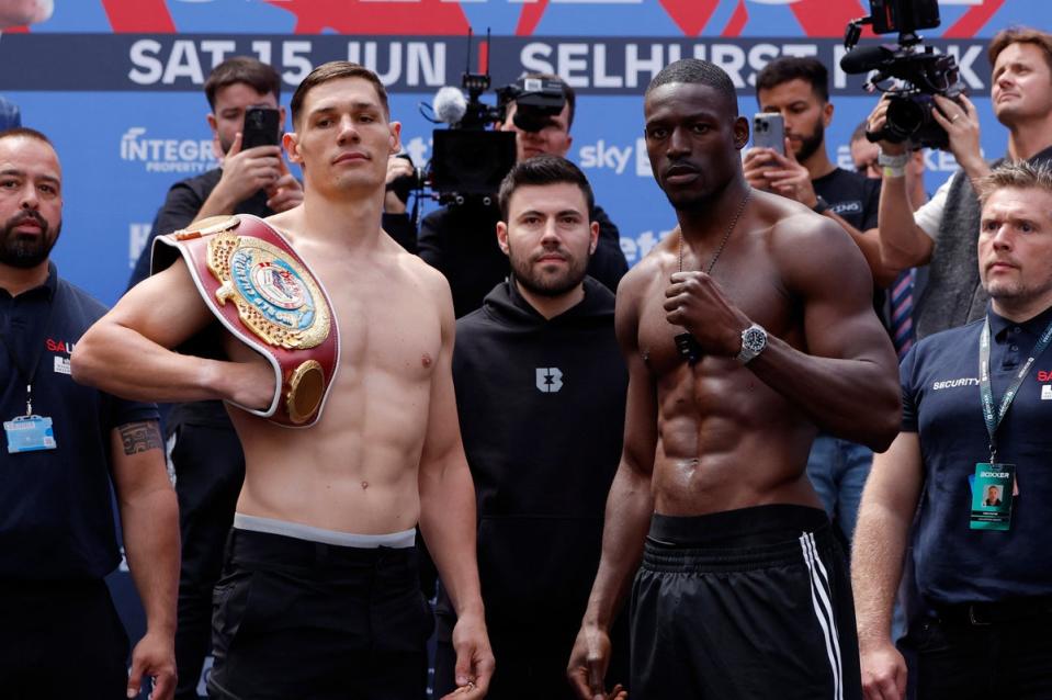 Rematch: Chris Billam-Smith and Richard Riakporhe do battle again at Selhurst Park tonight (Action Images via Reuters)