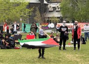 <p>A boy shows off his flag-twirling skills in front of protesters. (Credit: Corné van Hoepen)</p> 