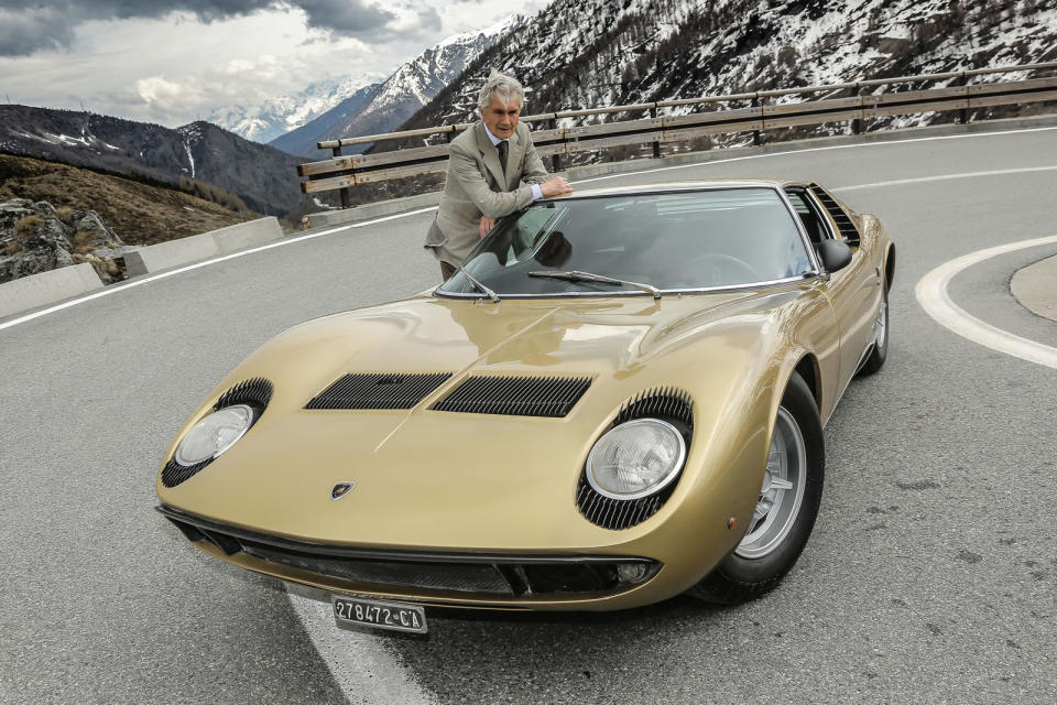 Marcello Gandini with Lamborghini Miura