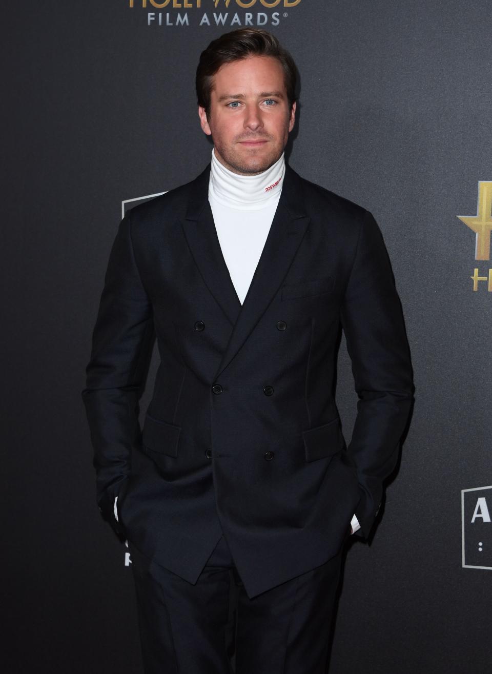 Armie Hammer arrives for the 22nd Annual Hollywood Film Awards at the Beverly Hilton hotel in Beverly Hills on November 4, 2018. (Photo by Mark RALSTON / AFP)MARK RALSTON/AFP/Getty Images ORG XMIT: